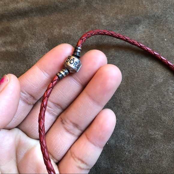 Pandora Brown Leather Bracelet Wrap Around Twice Necklace w/ 7 Charms - Picture 6 of 10